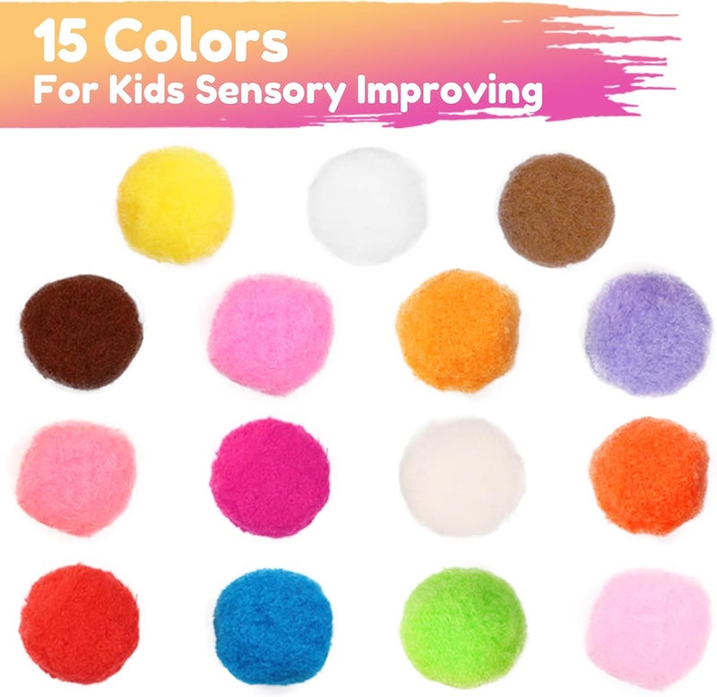 Caydo 100 Pieces 1.5 Inch Pom Poms 15 Colors Large Pompom Balls for Crafts for Kids DIY Art Creative Decoration - Image 4